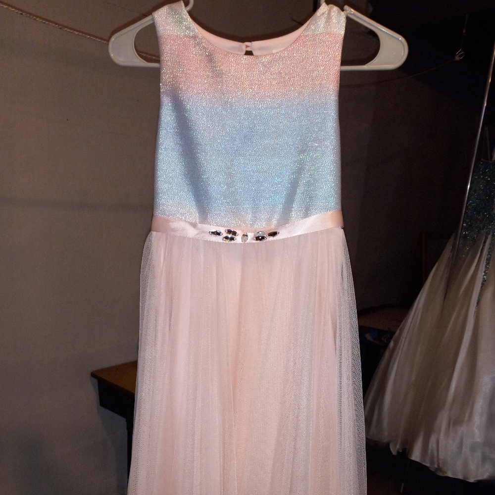 Girls Size 12 Medium Blue and Pink Party Easter Dress